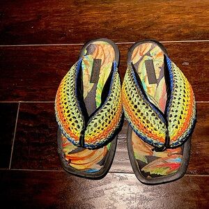 Farm Rio Rainbow Floral Print Slides